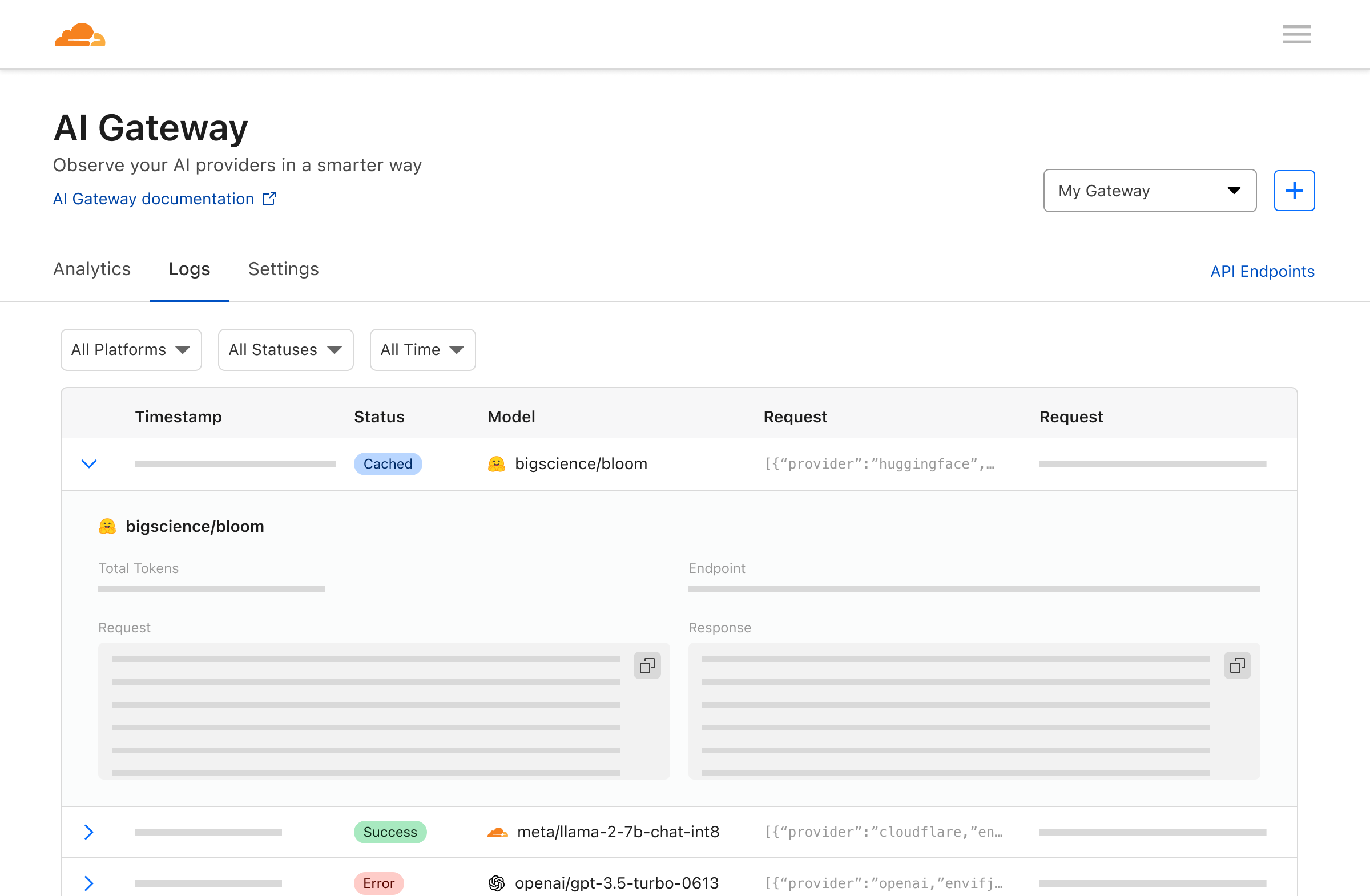 AI Gateway logging 