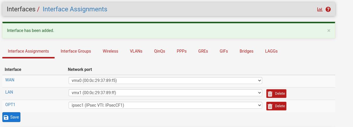 Adding an interface to a pfSense interface assignment with a route based configuration