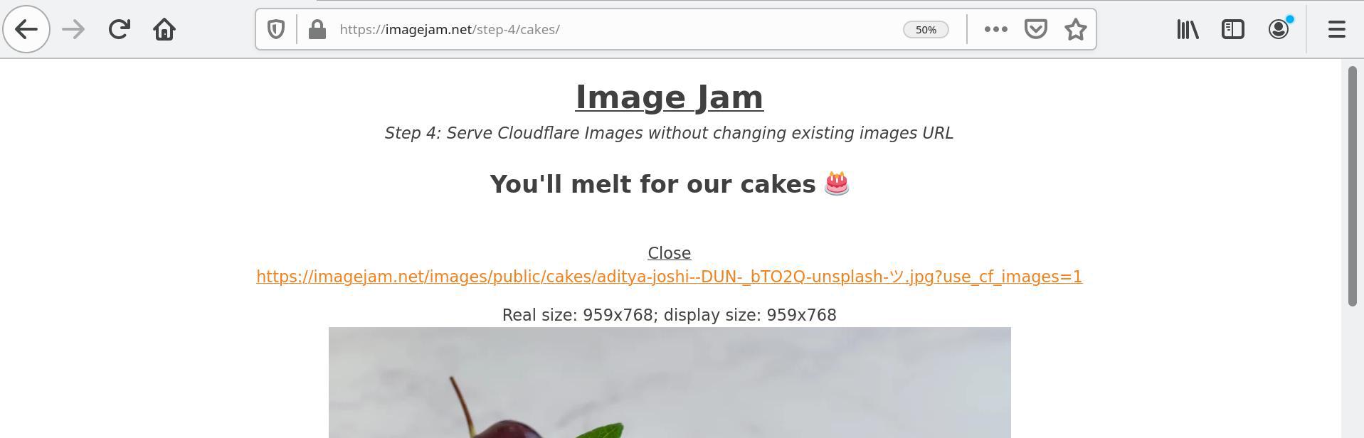 The optimized image by Cloudflare Images, with an unchanged URL