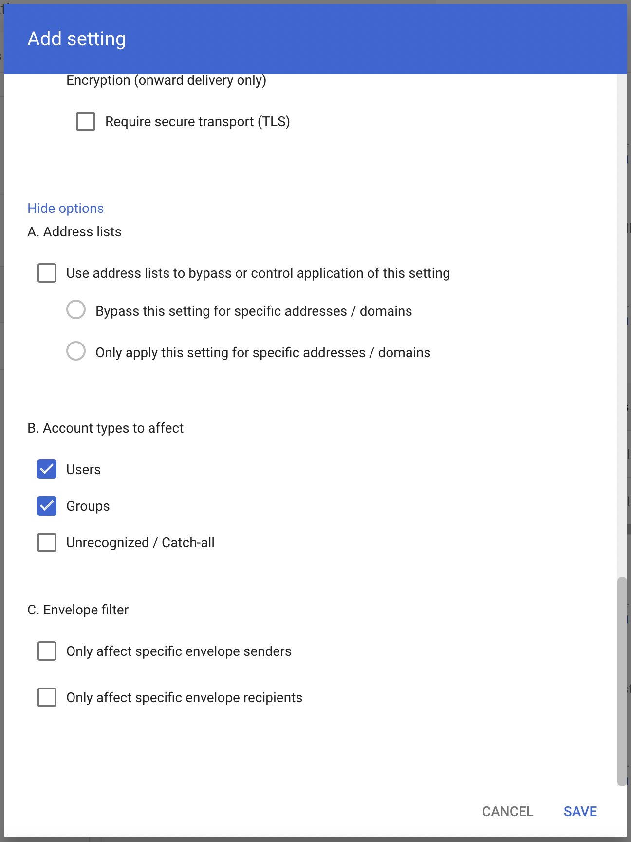 Configure groups